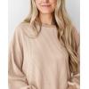 imagePRETTYGARDEN Womens Long Sleeve Tops 2025 Fall Fashion Shirts Trendy Clothes Casual Loose Crewneck Ribbed Knit Tunic BlouseBeige