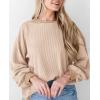 imagePRETTYGARDEN Womens Long Sleeve Tops 2025 Fall Fashion Shirts Trendy Clothes Casual Loose Crewneck Ribbed Knit Tunic BlouseBeige