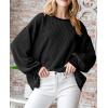 imagePRETTYGARDEN Womens Long Sleeve Tops 2025 Fall Fashion Shirts Trendy Clothes Casual Loose Crewneck Ribbed Knit Tunic BlouseBlack