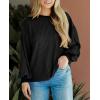 imagePRETTYGARDEN Womens Long Sleeve Tops 2025 Fall Fashion Shirts Trendy Clothes Casual Loose Crewneck Ribbed Knit Tunic BlouseBlack