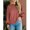 imagePRETTYGARDEN Womens Long Sleeve Tops 2025 Fall Fashion Shirts Trendy Clothes Casual Loose Crewneck Ribbed Knit Tunic BlouseBrick Red