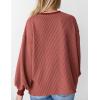 imagePRETTYGARDEN Womens Long Sleeve Tops 2025 Fall Fashion Shirts Trendy Clothes Casual Loose Crewneck Ribbed Knit Tunic BlouseBrick Red