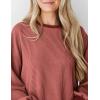 imagePRETTYGARDEN Womens Long Sleeve Tops 2025 Fall Fashion Shirts Trendy Clothes Casual Loose Crewneck Ribbed Knit Tunic BlouseBrick Red