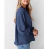 imagePRETTYGARDEN Womens Long Sleeve Tops 2025 Fall Fashion Shirts Trendy Clothes Casual Loose Crewneck Ribbed Knit Tunic BlouseDark Blue