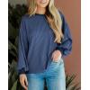imagePRETTYGARDEN Womens Long Sleeve Tops 2025 Fall Fashion Shirts Trendy Clothes Casual Loose Crewneck Ribbed Knit Tunic BlouseDark Blue
