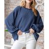 imagePRETTYGARDEN Womens Long Sleeve Tops 2025 Fall Fashion Shirts Trendy Clothes Casual Loose Crewneck Ribbed Knit Tunic BlouseDark Blue