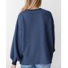imagePRETTYGARDEN Womens Long Sleeve Tops 2025 Fall Fashion Shirts Trendy Clothes Casual Loose Crewneck Ribbed Knit Tunic BlouseDark Blue
