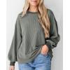 imagePRETTYGARDEN Womens Long Sleeve Tops 2025 Fall Fashion Shirts Trendy Clothes Casual Loose Crewneck Ribbed Knit Tunic BlouseGrey