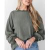 imagePRETTYGARDEN Womens Long Sleeve Tops 2025 Fall Fashion Shirts Trendy Clothes Casual Loose Crewneck Ribbed Knit Tunic BlouseGrey
