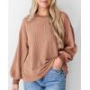 imagePRETTYGARDEN Womens Long Sleeve Tops 2025 Fall Fashion Shirts Trendy Clothes Casual Loose Crewneck Ribbed Knit Tunic BlouseKhaki