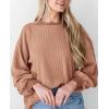 imagePRETTYGARDEN Womens Long Sleeve Tops 2025 Fall Fashion Shirts Trendy Clothes Casual Loose Crewneck Ribbed Knit Tunic BlouseKhaki