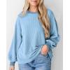 imagePRETTYGARDEN Womens Long Sleeve Tops 2025 Fall Fashion Shirts Trendy Clothes Casual Loose Crewneck Ribbed Knit Tunic BlouseLight Blue