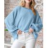 imagePRETTYGARDEN Womens Long Sleeve Tops 2025 Fall Fashion Shirts Trendy Clothes Casual Loose Crewneck Ribbed Knit Tunic BlouseLight Blue