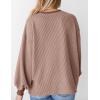 imagePRETTYGARDEN Womens Long Sleeve Tops 2025 Fall Fashion Shirts Trendy Clothes Casual Loose Crewneck Ribbed Knit Tunic BlouseLight Brown