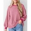 imagePRETTYGARDEN Womens Long Sleeve Tops 2025 Fall Fashion Shirts Trendy Clothes Casual Loose Crewneck Ribbed Knit Tunic BlousePink