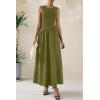 imagePRETTYGARDEN Womens Maxi Sundress Casual Summer 2025 Sleeveless Asymmetrical Drop Waist Patchwork Long Flowy Tank DressesArmy Green
