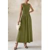 imagePRETTYGARDEN Womens Maxi Sundress Casual Summer 2025 Sleeveless Asymmetrical Drop Waist Patchwork Long Flowy Tank DressesArmy Green