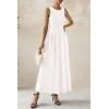 imagePRETTYGARDEN Womens Maxi Sundress Casual Summer 2025 Sleeveless Asymmetrical Drop Waist Patchwork Long Flowy Tank DressesBeige White