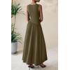imagePRETTYGARDEN Womens Maxi Sundress Casual Summer 2025 Sleeveless Asymmetrical Drop Waist Patchwork Long Flowy Tank DressesDark Khaki