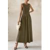 imagePRETTYGARDEN Womens Maxi Sundress Casual Summer 2025 Sleeveless Asymmetrical Drop Waist Patchwork Long Flowy Tank DressesDark Khaki
