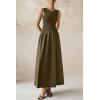imagePRETTYGARDEN Womens Maxi Sundress Casual Summer 2025 Sleeveless Asymmetrical Drop Waist Patchwork Long Flowy Tank DressesDark Khaki