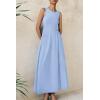 imagePRETTYGARDEN Womens Maxi Sundress Casual Summer 2025 Sleeveless Asymmetrical Drop Waist Patchwork Long Flowy Tank DressesLight Blue