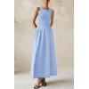 imagePRETTYGARDEN Womens Maxi Sundress Casual Summer 2025 Sleeveless Asymmetrical Drop Waist Patchwork Long Flowy Tank DressesLight Blue