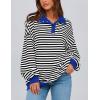 imagePRETTYGARDEN Womens Oversized Striped Sweatshirts Spring Fall Trendy Casual Long Sleeve Button Up Tops Shirt Preppy ClothesStriped Black White
