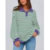 imagePRETTYGARDEN Womens Oversized Striped Sweatshirts Spring Fall Trendy Casual Long Sleeve Button Up Tops Shirt Preppy ClothesStriped Green White