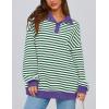 imagePRETTYGARDEN Womens Oversized Striped Sweatshirts Spring Fall Trendy Casual Long Sleeve Button Up Tops Shirt Preppy ClothesStriped Green White