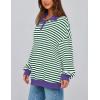 imagePRETTYGARDEN Womens Oversized Striped Sweatshirts Spring Fall Trendy Casual Long Sleeve Button Up Tops Shirt Preppy ClothesStriped Green White