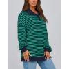 imagePRETTYGARDEN Womens Oversized Striped Sweatshirts Spring Fall Trendy Casual Long Sleeve Button Up Tops Shirt Preppy ClothesStriped Navy Green