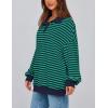 imagePRETTYGARDEN Womens Oversized Striped Sweatshirts Spring Fall Trendy Casual Long Sleeve Button Up Tops Shirt Preppy ClothesStriped Navy Green
