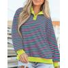 imagePRETTYGARDEN Womens Oversized Striped Sweatshirts Spring Fall Trendy Casual Long Sleeve Button Up Tops Shirt Preppy ClothesStriped Pink Green