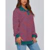 imagePRETTYGARDEN Womens Oversized Striped Sweatshirts Spring Fall Trendy Casual Long Sleeve Button Up Tops Shirt Preppy ClothesStriped Rust Red Blue