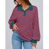 imagePRETTYGARDEN Womens Oversized Striped Sweatshirts Spring Fall Trendy Casual Long Sleeve Button Up Tops Shirt Preppy ClothesStriped Rust Red Blue