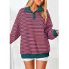 imagePRETTYGARDEN Womens Oversized Striped Sweatshirts Spring Fall Trendy Casual Long Sleeve Button Up Tops Shirt Preppy ClothesStriped Rust Red Blue