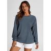 imagePRETTYGARDEN Womens Oversized Sweatshirt 2025 Fall Fashion Clothes Ribbed Corduroy Long Sleeve Going Out Pullover TopsGrey Blue