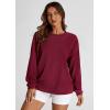 imagePRETTYGARDEN Womens Oversized Sweatshirt 2025 Fall Fashion Clothes Ribbed Corduroy Long Sleeve Going Out Pullover TopsWine Red