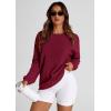 imagePRETTYGARDEN Womens Oversized Sweatshirt 2025 Fall Fashion Clothes Ribbed Corduroy Long Sleeve Going Out Pullover TopsWine Red