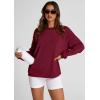 imagePRETTYGARDEN Womens Oversized Sweatshirt 2025 Fall Fashion Clothes Ribbed Corduroy Long Sleeve Going Out Pullover TopsWine Red