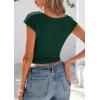 imagePRETTYGARDEN Womens Ruched Crop Tank Tops 2025 Summer Trendy Cap Sleeve Ribbed Knit Basic Fitted Going Out Tee ShirtsDark Green