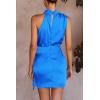imagePRETTYGARDEN Womens Short Formal Satin Dress Summer Sleeveless Mock Neck Tie Waist Cocktail Party DressesBrilliant Blue
