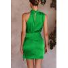 imagePRETTYGARDEN Womens Short Formal Satin Dress Summer Sleeveless Mock Neck Tie Waist Cocktail Party DressesBrilliant Green