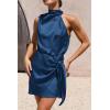 imagePRETTYGARDEN Womens Short Formal Satin Dress Summer Sleeveless Mock Neck Tie Waist Cocktail Party DressesDark Blue