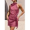 imagePRETTYGARDEN Womens Short Formal Satin Dress Summer Sleeveless Mock Neck Tie Waist Cocktail Party DressesDusty Pink