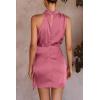 imagePRETTYGARDEN Womens Short Formal Satin Dress Summer Sleeveless Mock Neck Tie Waist Cocktail Party DressesDusty Pink