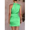 imagePRETTYGARDEN Womens Short Formal Satin Dress Summer Sleeveless Mock Neck Tie Waist Cocktail Party DressesGrass Green