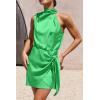 imagePRETTYGARDEN Womens Short Formal Satin Dress Summer Sleeveless Mock Neck Tie Waist Cocktail Party DressesGrass Green