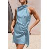 imagePRETTYGARDEN Womens Short Formal Satin Dress Summer Sleeveless Mock Neck Tie Waist Cocktail Party DressesLight Blue
